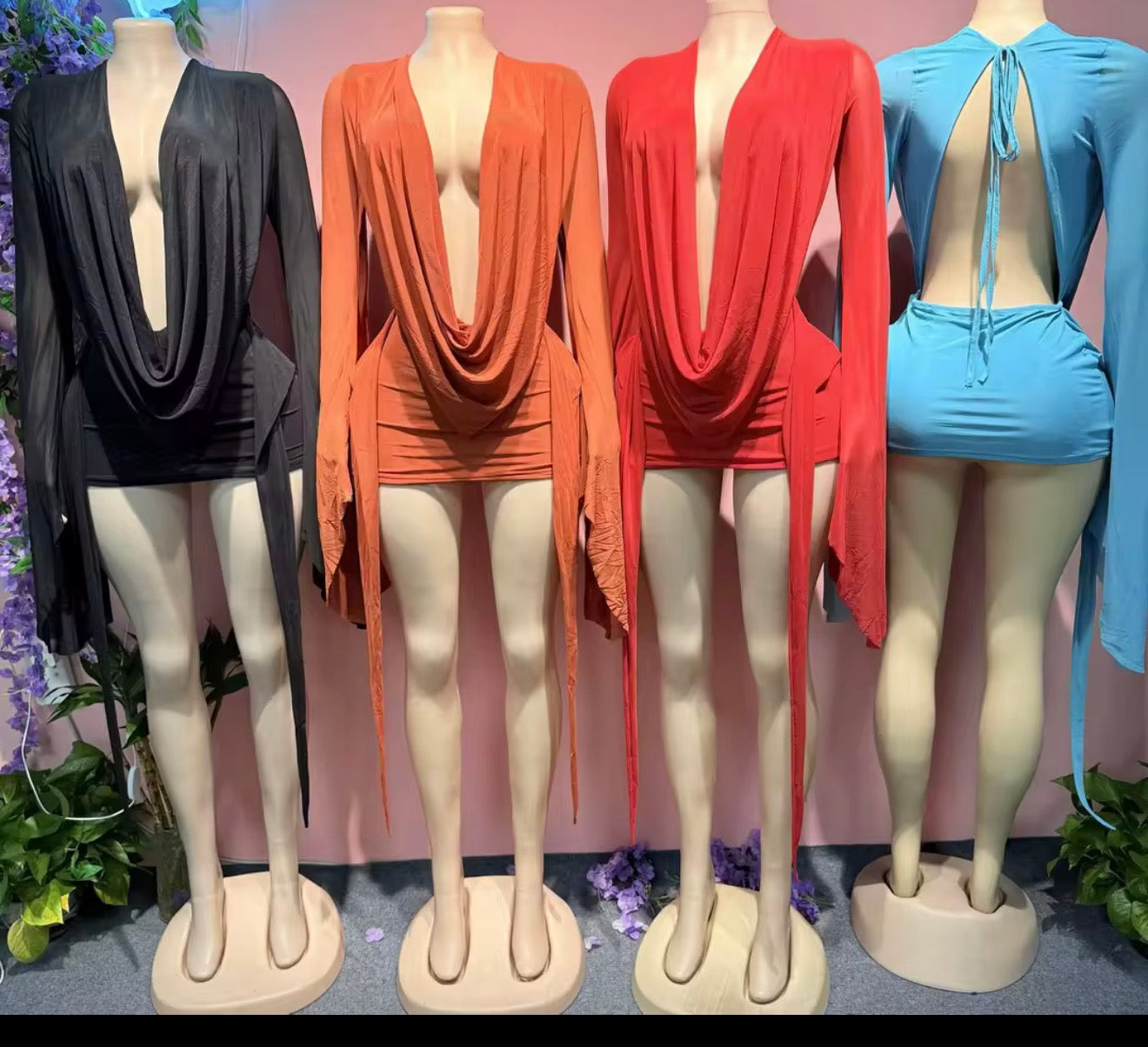 Sexy deep V backless